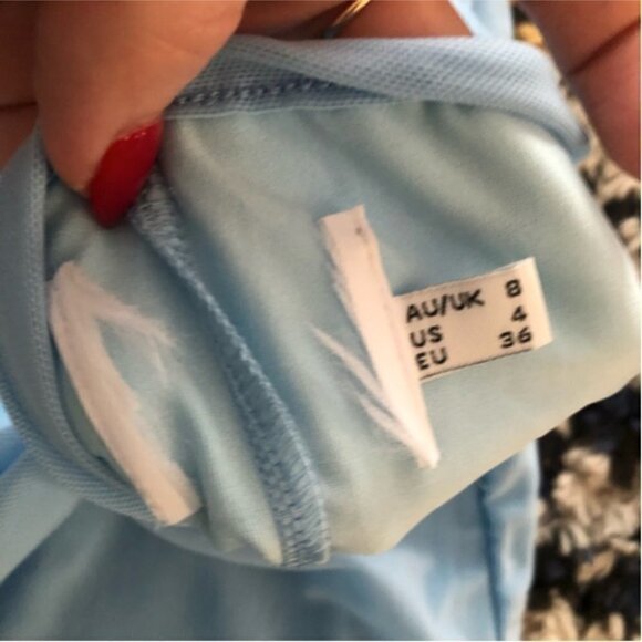 Princess Polly Jay Jay Light Blue Halter Mesh Bodycon Mini Dress 4 - Picture 8 of 10